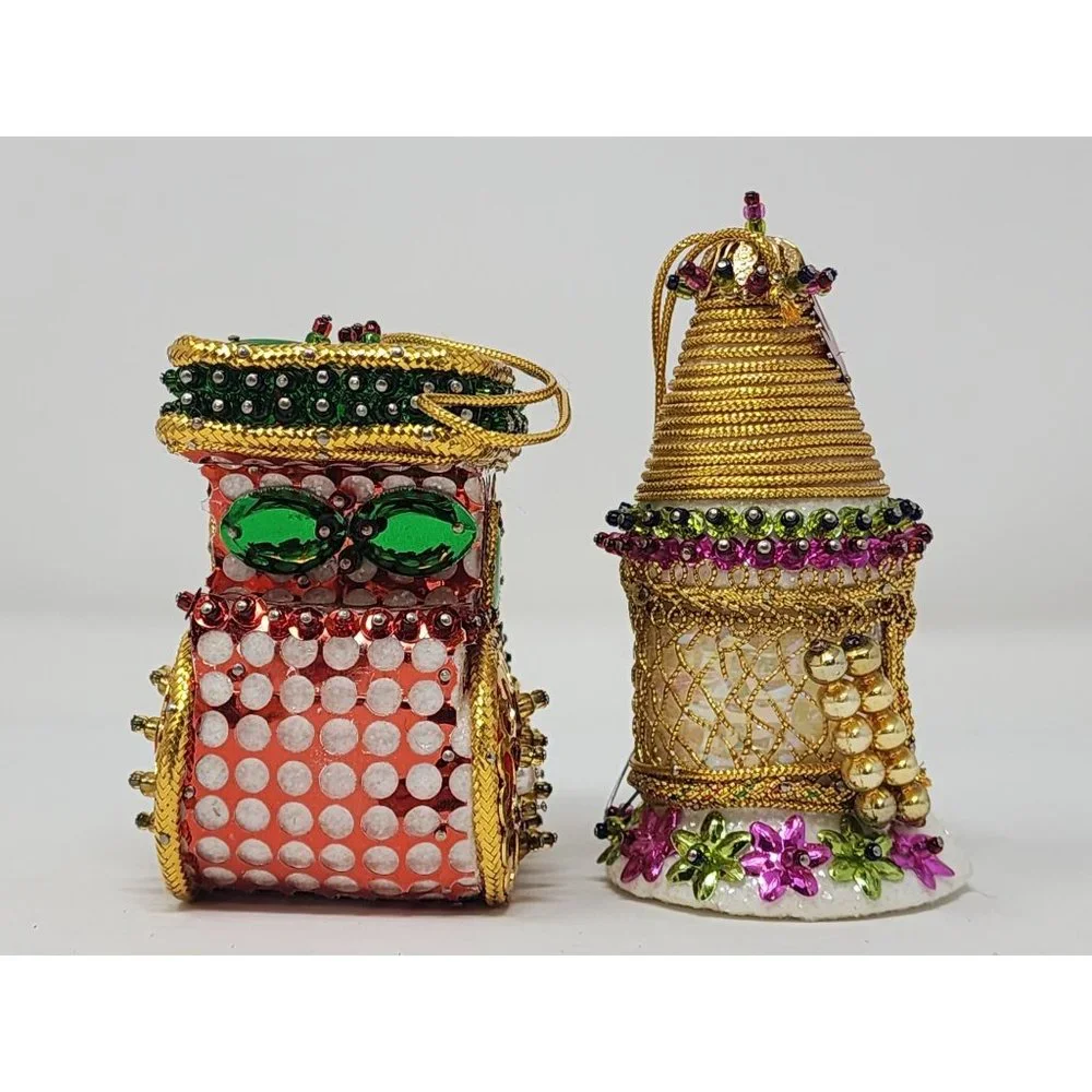 Beautiful Vintage Bead And Sequin Cottage And‎ Christmas Train Ornaments